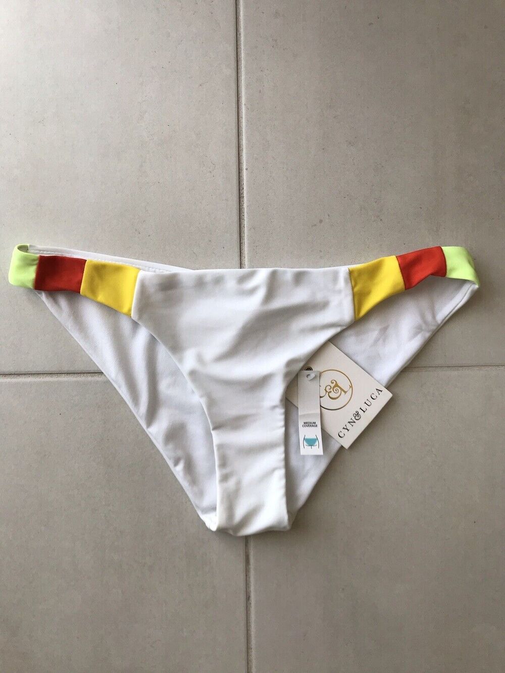 Cyn & Luca Swim Bikini Bottom Medium Coverage Colorblock Swimwear